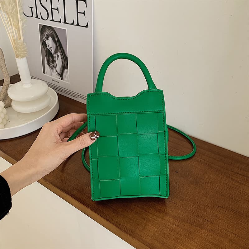 Woven Mobile Phone Bag Women's Spring Summer Handheld Small Square Bag Korean Version Single Shoulder Slant Cross Bag