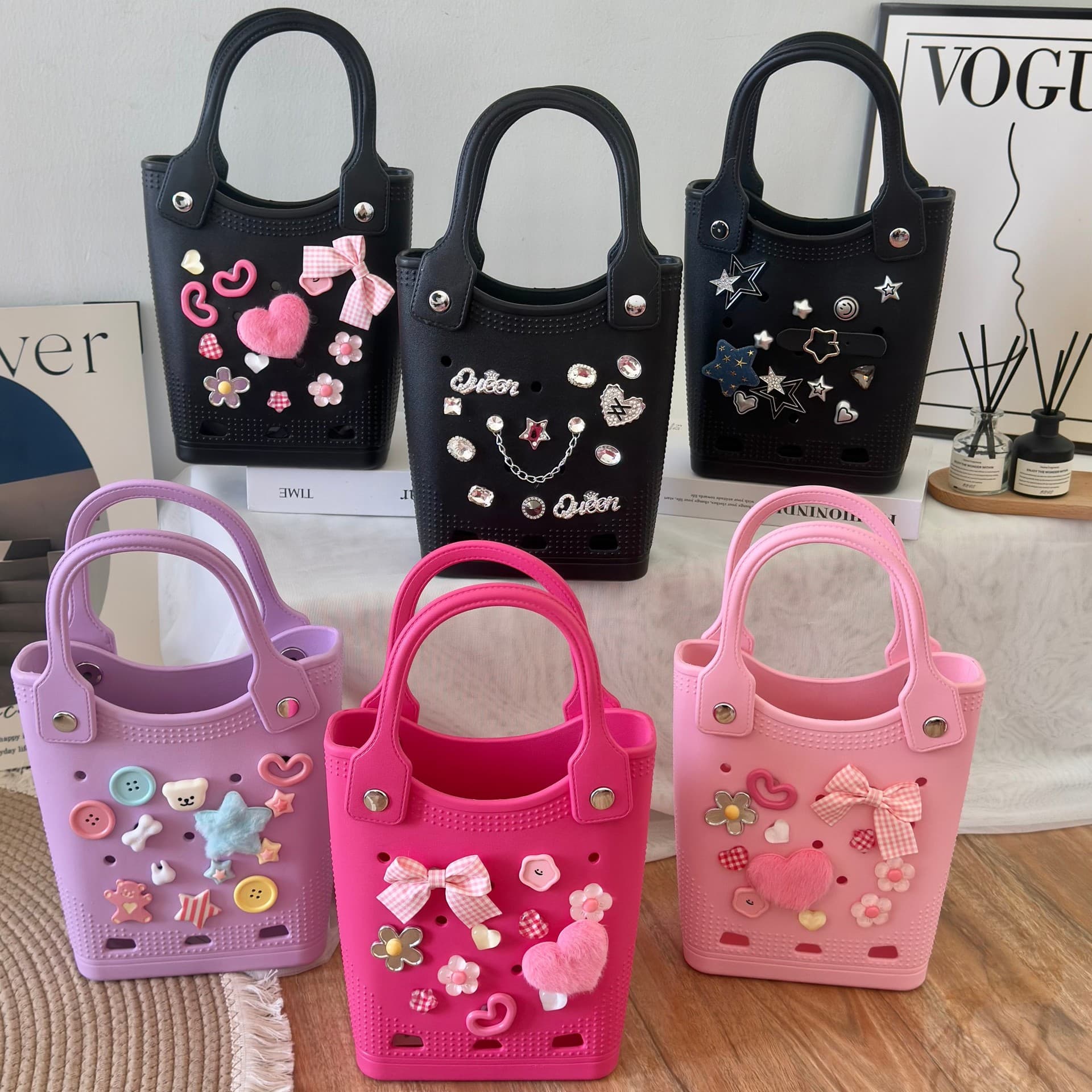 EVA Beach Bag Cross-Border New Style Versatile Fashion Waterproof Handbag Cartoon Niche Handbag DIY Hole Bag