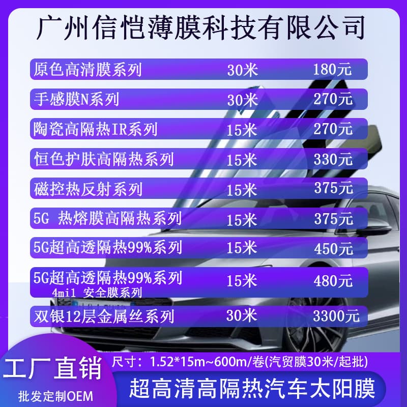 Wholesale Car Window Tint Film Heat Insulation Glass Film Sun Protection Anti-Explosion Skin Care Film Full Car Wrap Roll