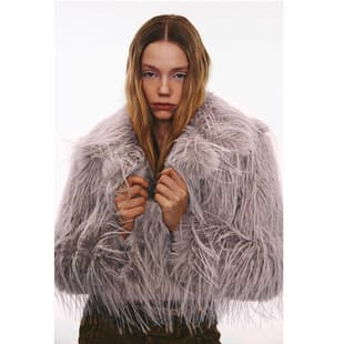Women's Fur Coat Autumn Winter New Faux Ostrich Feather Flowing Coat Edgy Style Thick Warm Fur Jacket Casual