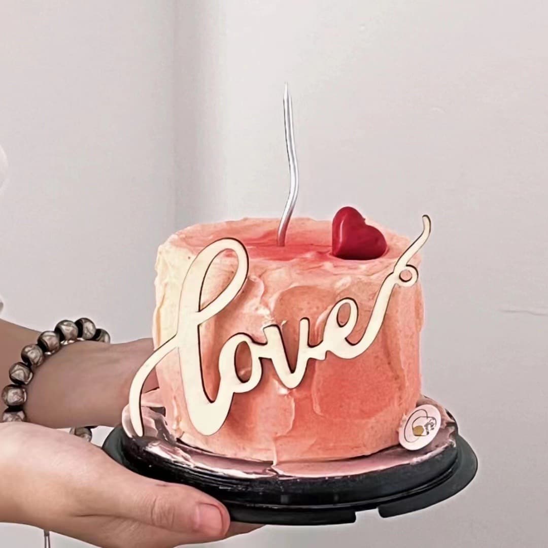 Internet celebrity Valentine's Day 214 cake decoration decorated wooden love cake dessert accessories simple romantic small cake