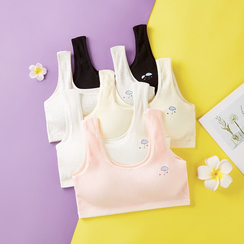 High School and Junior High School Girls' Bra Development Period Underwear, Inner Lining, Middle School Students' Beautiful Back Vest, Breathable with Chest Pads