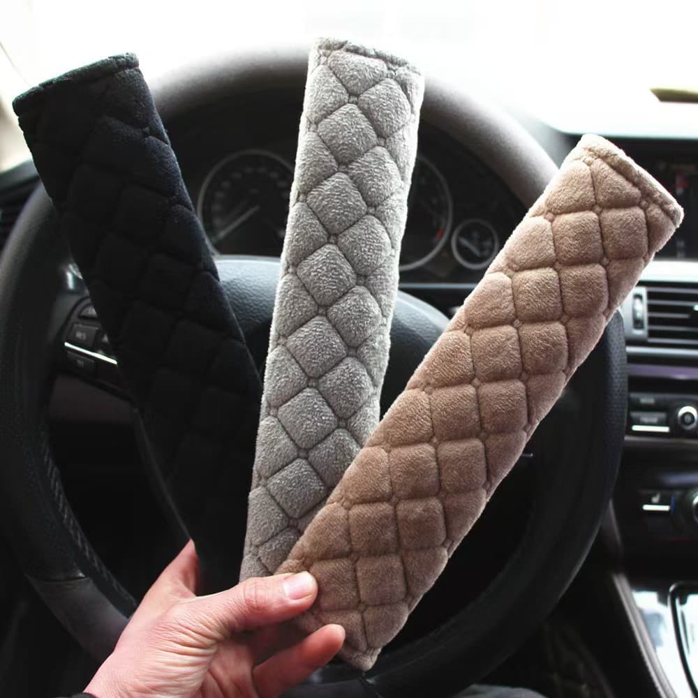 Car Seat Belt Shoulder Pad Soft Extended Pair, Seat Belt Protector Anti-Chafe Anti-Wear Suede Premium Feel All-Season