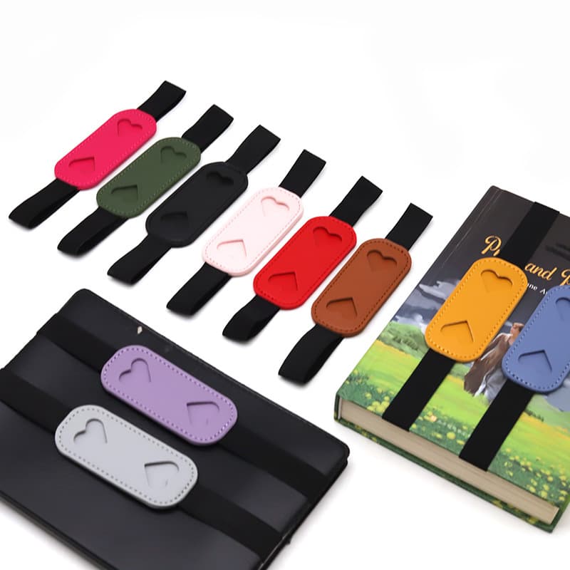Heart Shape Solid Color PU Leather Pen Sleeve Elastic Band Notebook Ballpoint Pen Holder Stretch Pen Case Pen Slot