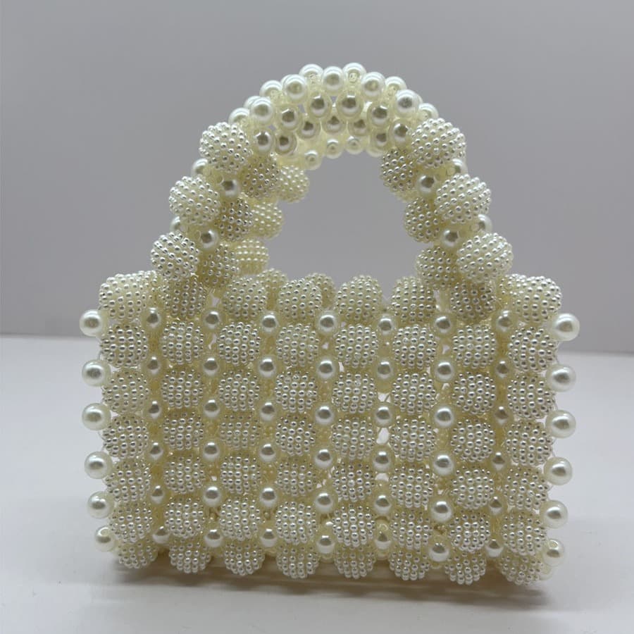2024 Kids Beaded Small Fragrance Style Mini Waxberry Ball Handbag Pearl Bag DIY Girls Handbag Hand-Carry Handmade