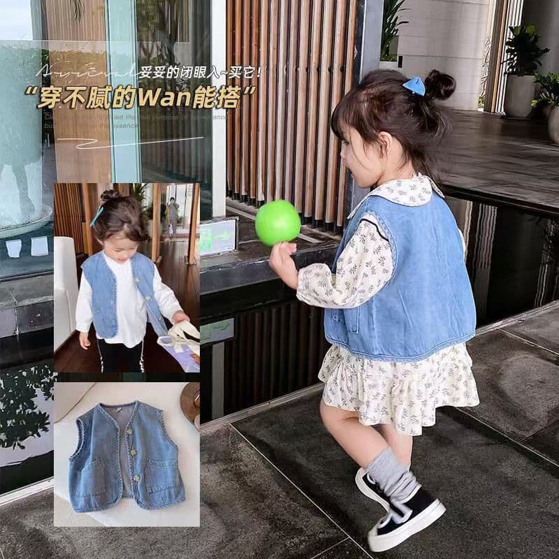Girls' denim vest, new spring/autumn kids' stylish outer wear vest, toddler baby spring/autumn coat