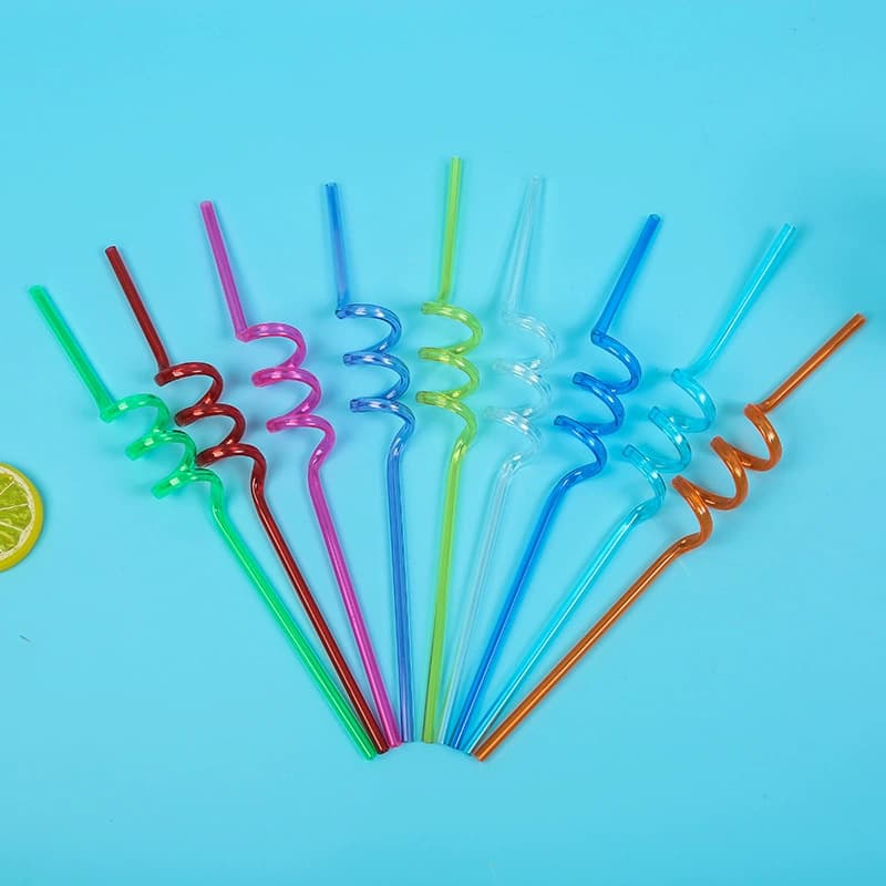 Factory supply food-grade PETG bent straws, PET spiral spring straws, reusable.
