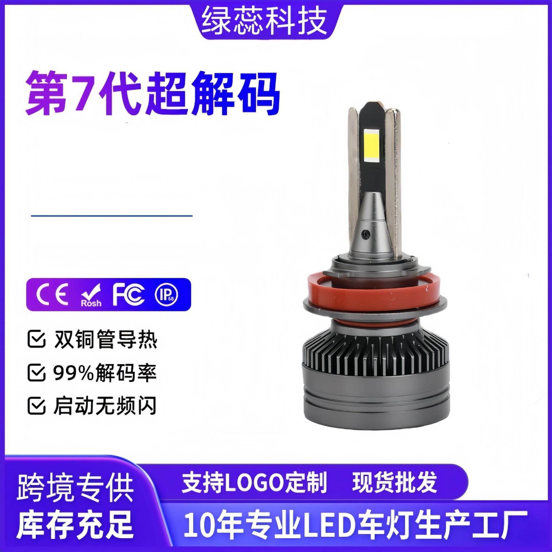 Cross-border factory direct supply LED car headlight 60W high power high/low beam H4 H7 H11 bright vehicle light