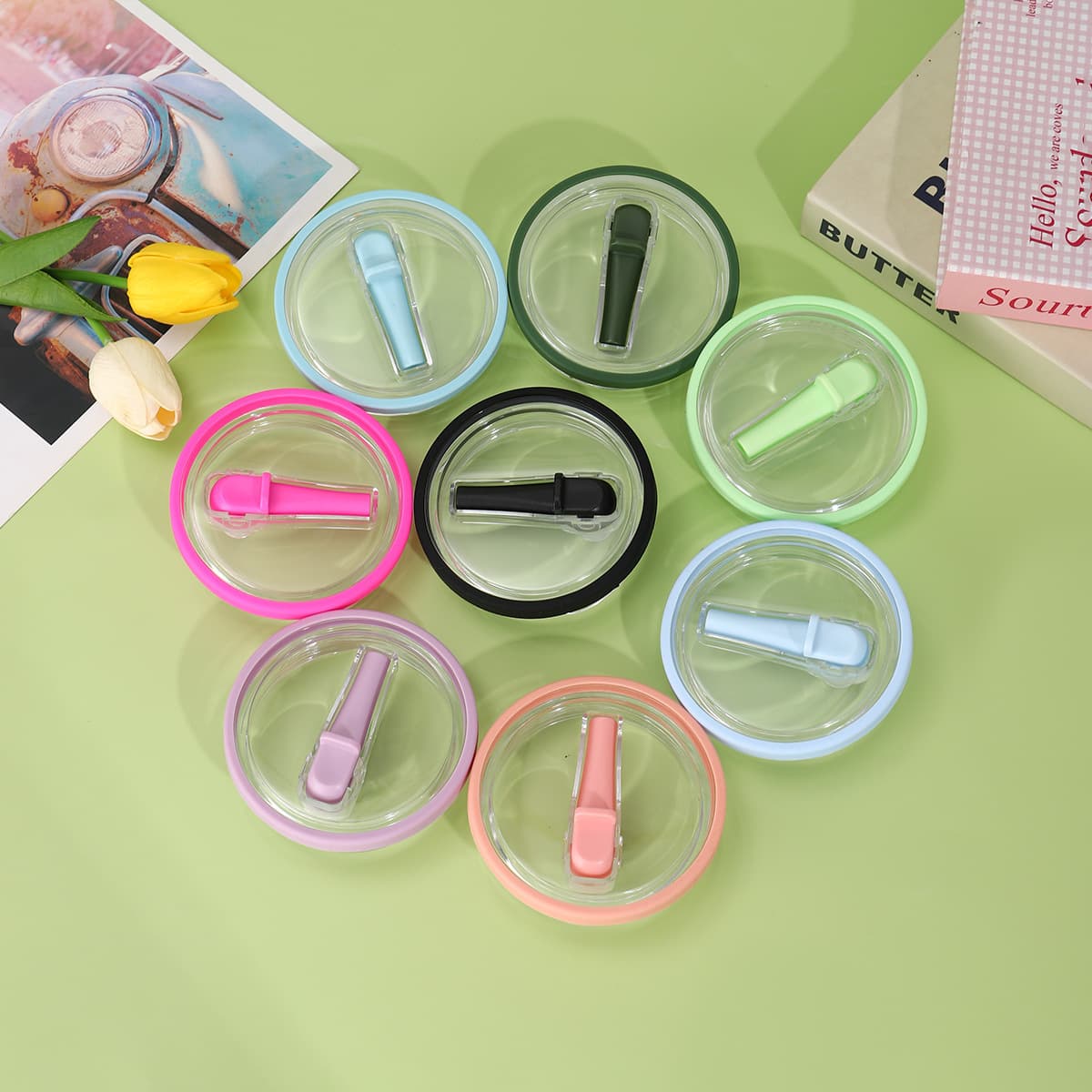 New 4th Gen 40oz Foldable Straw Car Cup Lid Sealed Leak-Proof Transparent Plastic Lid Portable Ice Tumbler Lid