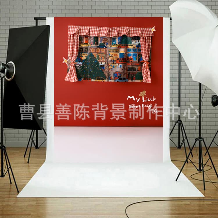 Studio Photography Christmas Background Cloth, Party Holiday Decoration 3D Photo Backdrop for Export