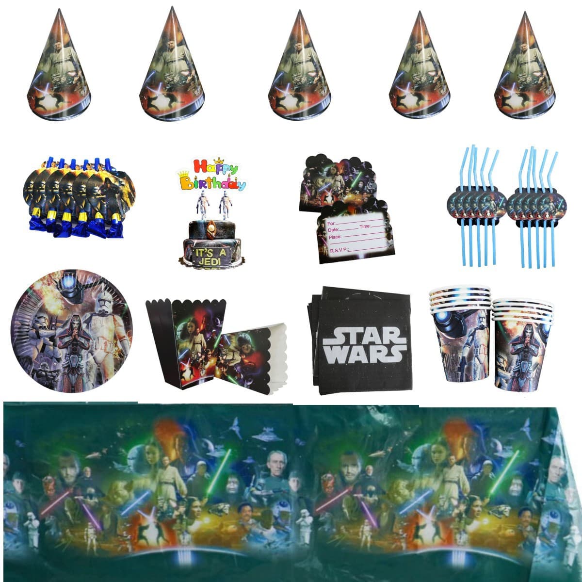 Star Wars Birthday Party Supplies for Boys Birthday Party Decorations Disposable Tableware Paper Plates Paper Cups Napkins