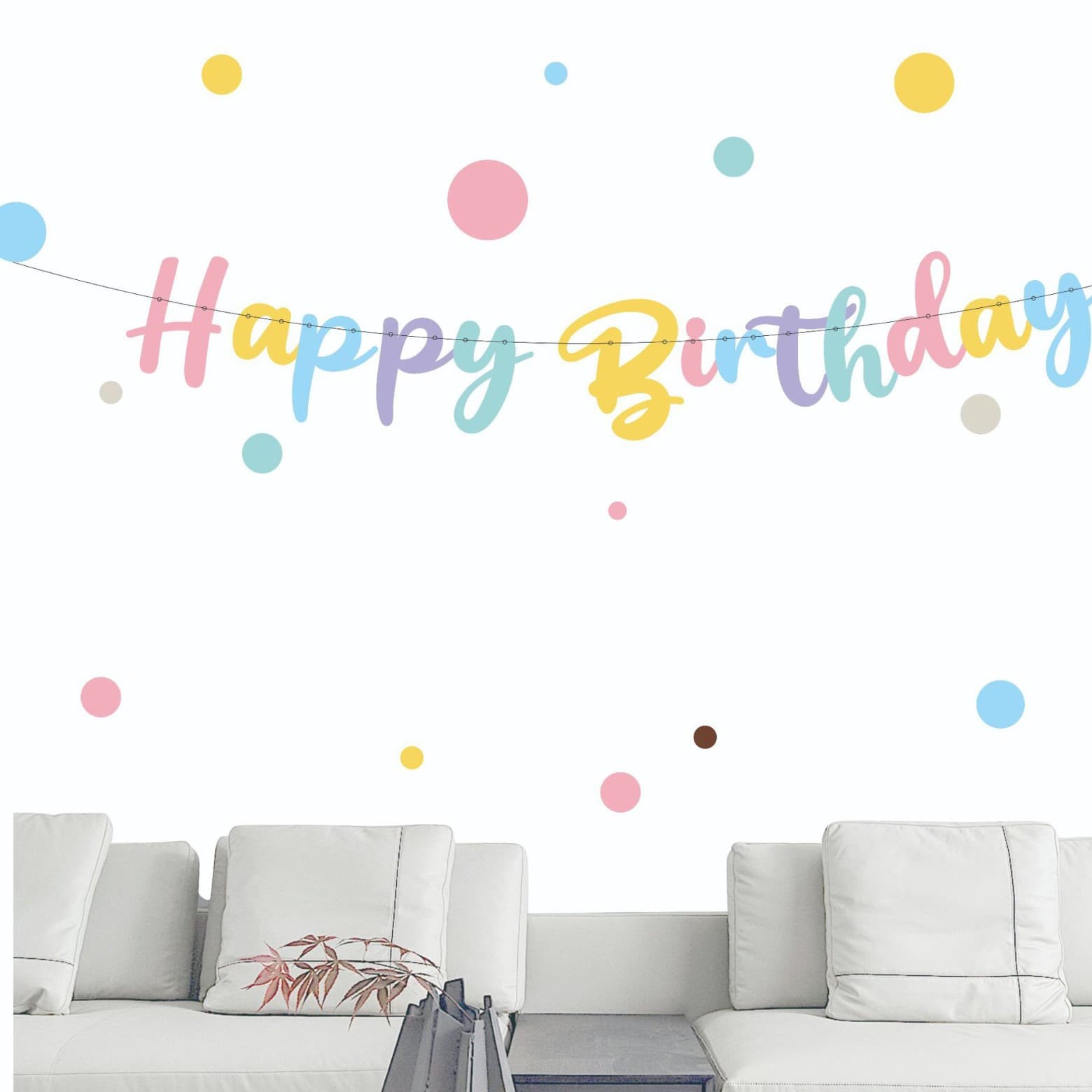 Macaron Happy Birthday Colorful Letter Birthday Banner Party Decoration Bunting Gold Silver