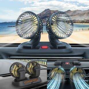 Car Fan 24V for Trucks 12V for Cars Universal Dual Head Fan for Minivans, High Airflow Cooling Electric Fan
