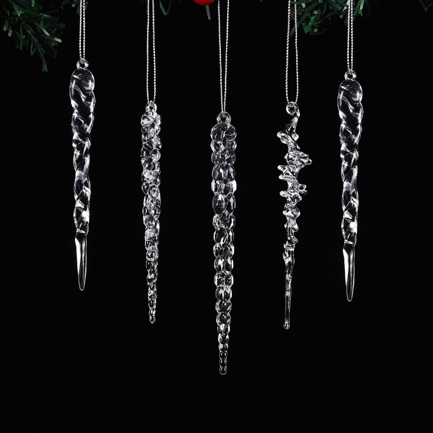 Cross-border Christmas Creative Transparent Icicle Ornaments New Christmas Hat Christmas Tree Decoration Spiral Pendant