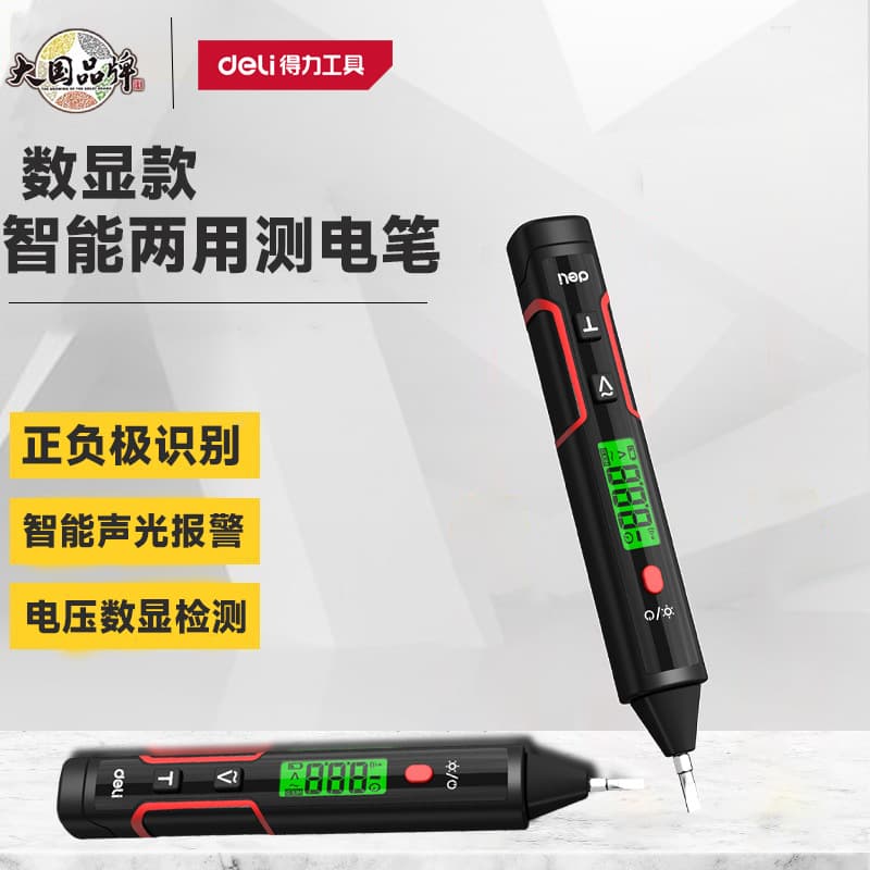 Deli Digital Voltage Tester Electrician Portable Test Pen LED Display DL8014