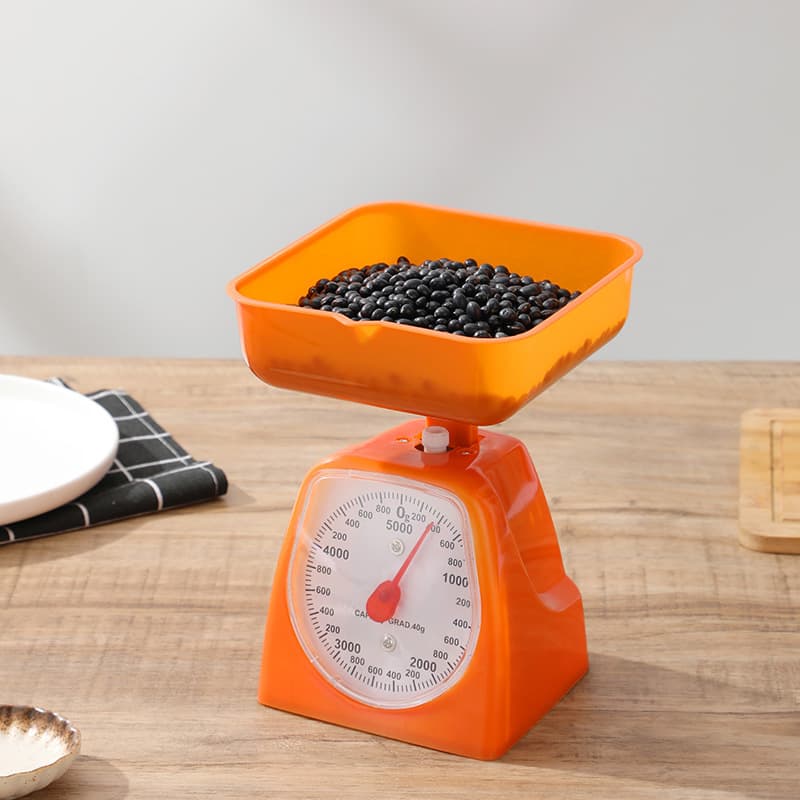 Mechanical Small Square Kitchen Spring Food Scale, Household Plastic Dial Scale for Fruits, Pointer Spring Scale