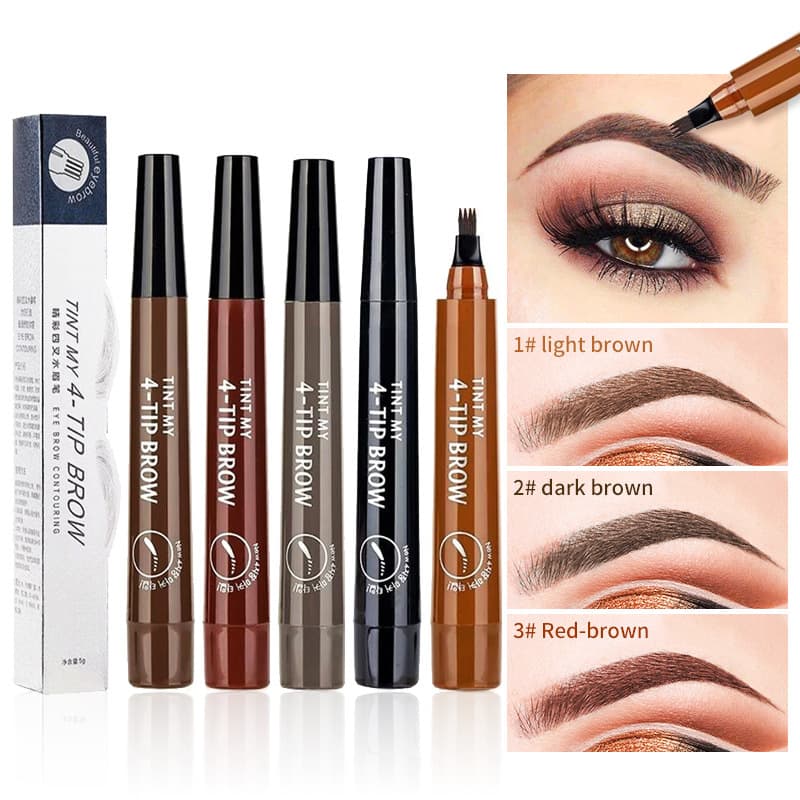 Bilingual Four-pronged Liquid Eyebrow Pencil Micro-carving Korean Style Water Eyebrow Pencil Long-lasting Sweat-proof Waterproof