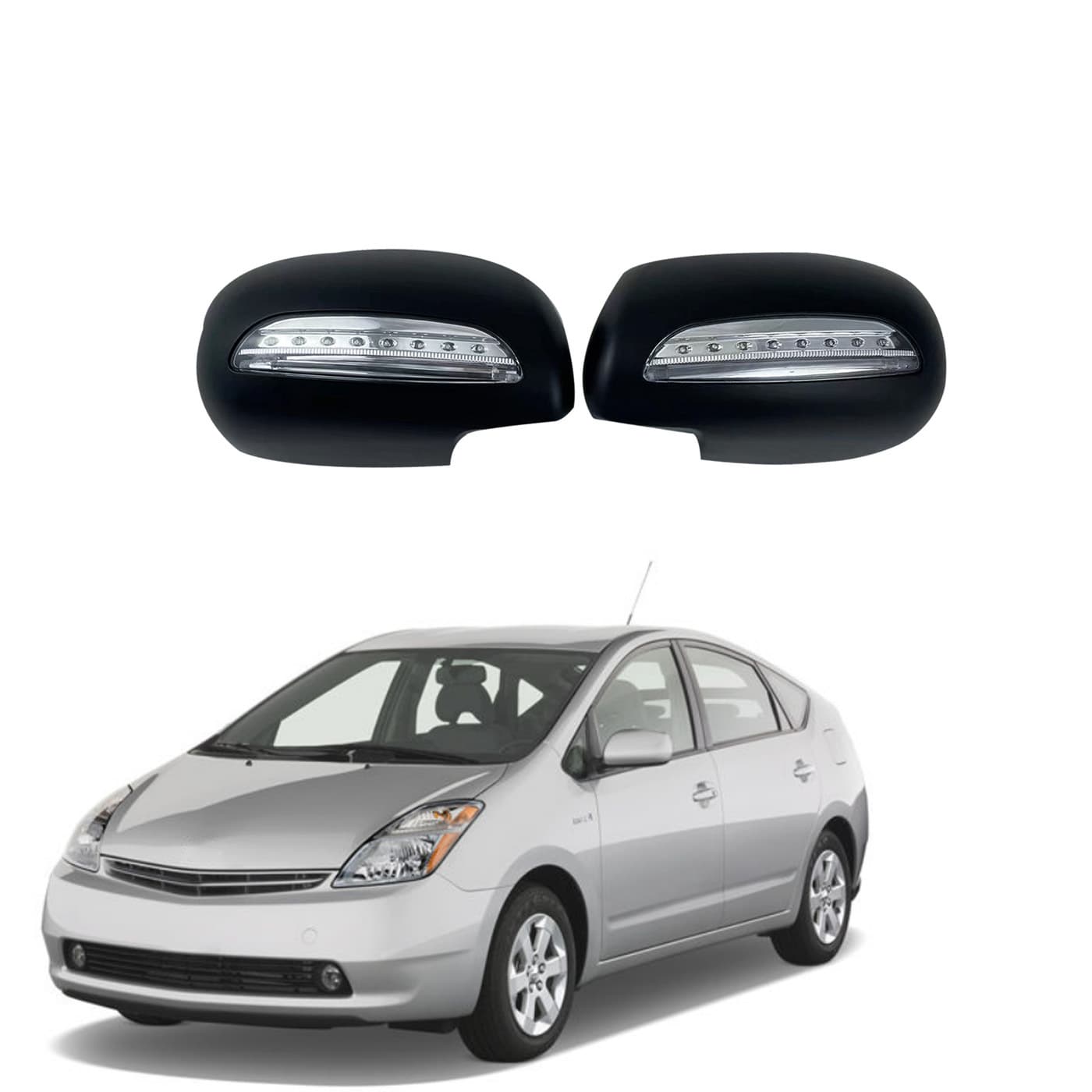 LED Mirror Cover for 2003-2008 Prius 20 - Rearview Mirror Housing with Light, Sticker-On Part