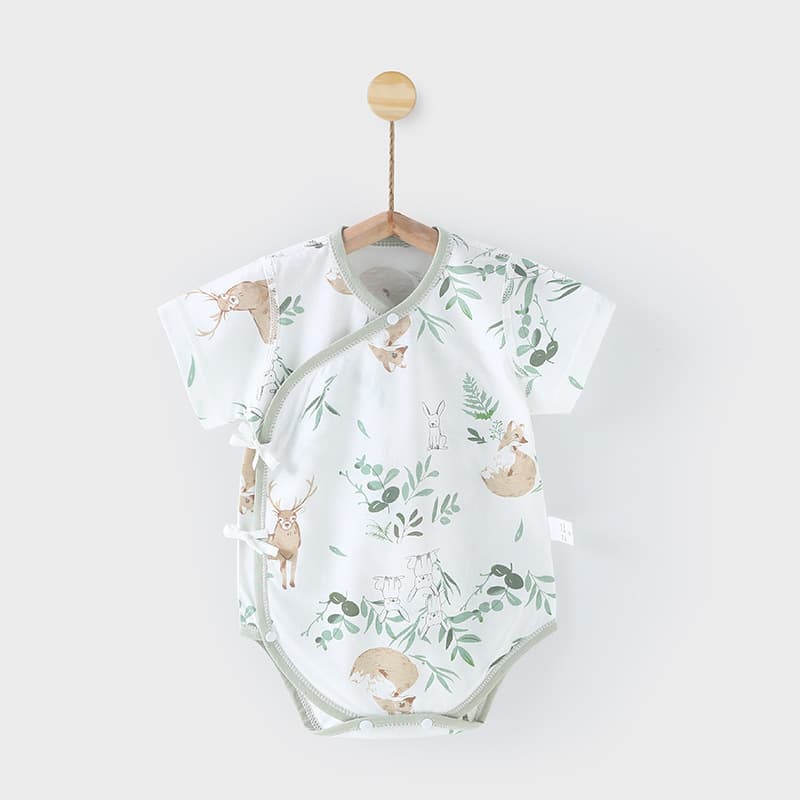 Baby Short-Sleeve Bodysuit Summer Thin Newborn Cotton Seamless Baby Onesie Triangle Crawl Romper