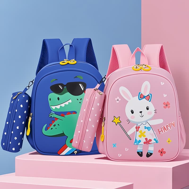 Korean version of children's schoolbags for girls in large, medium and small classes with pencil case cute 3-6 years old kindergarten students dinosaur backpack