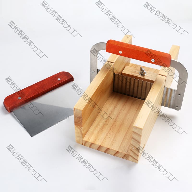 Multifunctional Wooden Soap Cutter with Dual Slots, Flat Blade and Wave Blade for Cold Process Soap Making