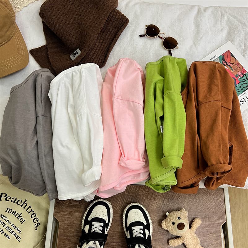 Children's Long-Sleeved T-Shirt, Autumn Pure Cotton, Boys' Korean Style, Girls' Tops, Baby Base Shirt, Children's Clothing Wholesale, for Young Children