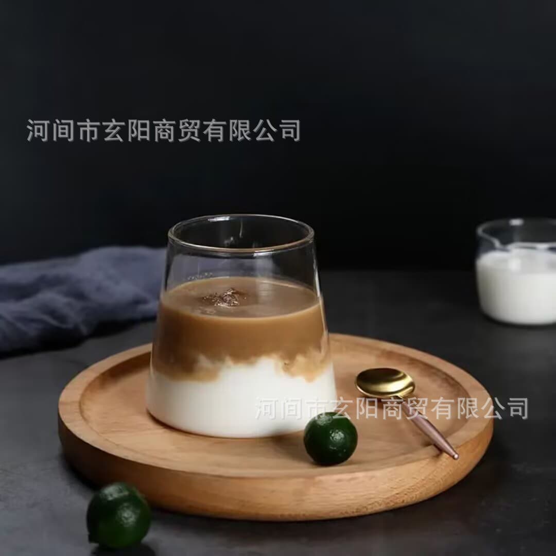 Conical Mount Fuji Glass Cup High Borosilicate Transparent Thickened Single-Layer Iced Americano Latte Cup Heat-Resistant Drinking Cup