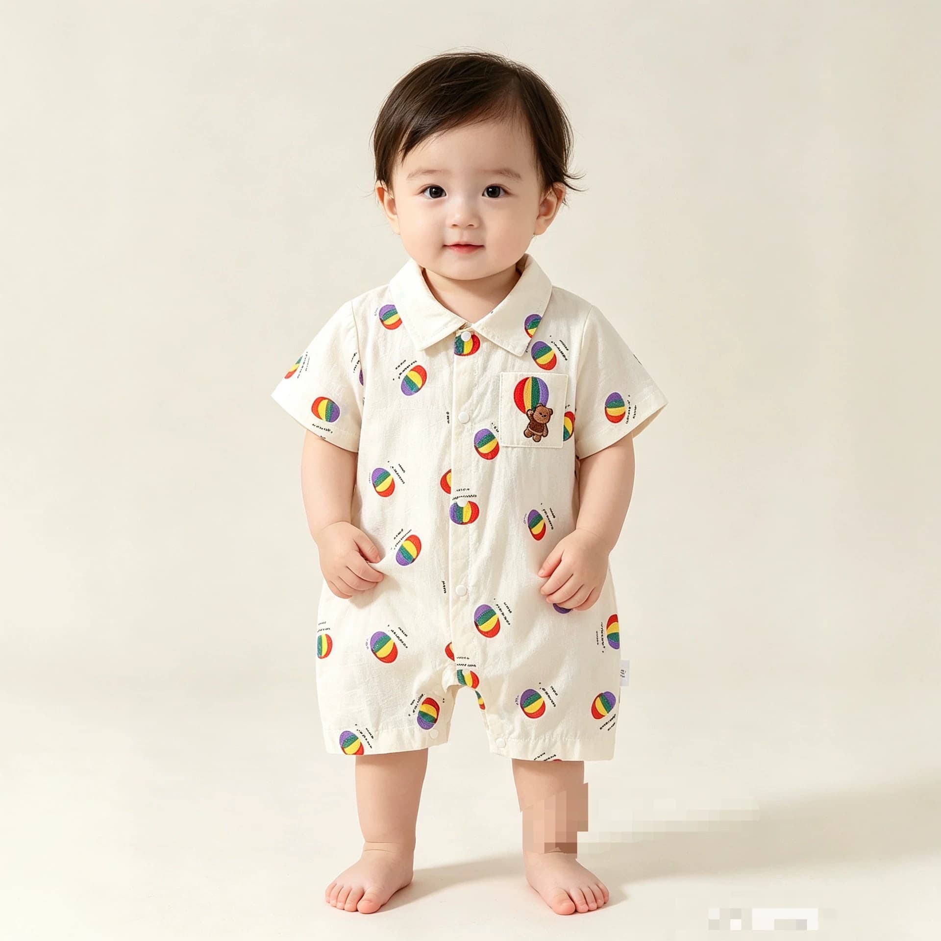 Infant summer jumpsuit, pure cotton newborn clothes, boneless thin baby short-sleeved clothes, air-conditioned clothes, going out