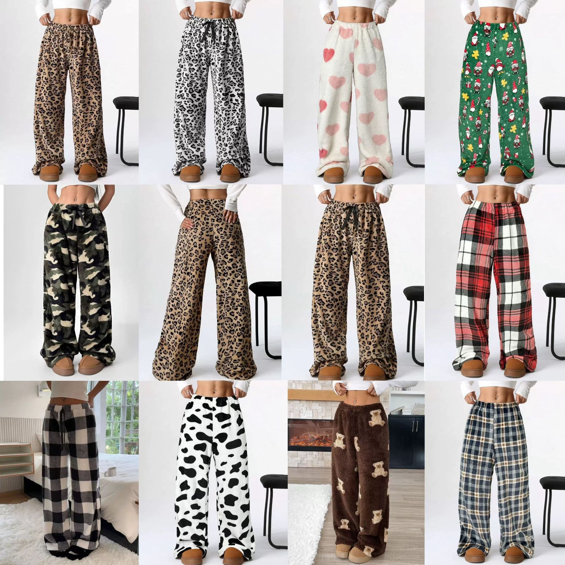 2025 In Stock Cross-border Women's Clothing TK Amazon Temu Europe and America New Hot Selling Casual Pants Leopard Print Wide Leg Pants