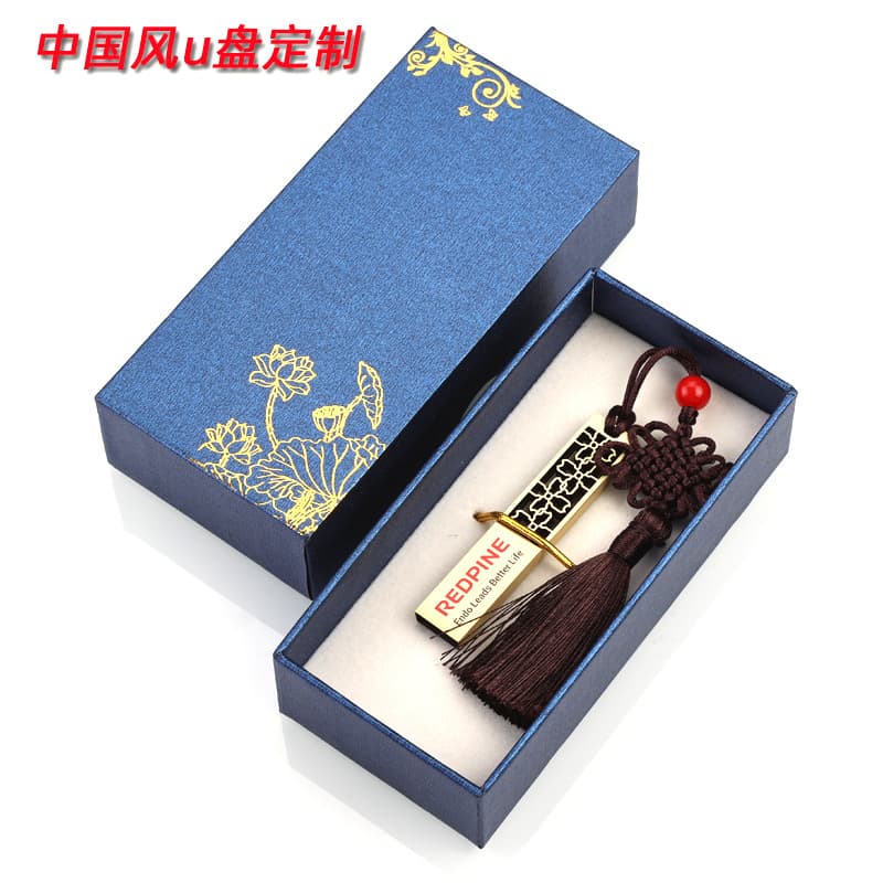 32GB Chinese-style four-leaf clover USB flash drive, 64GB customizable with logo printing, 128GB suitable as an exhibition gift, factory wholesale.