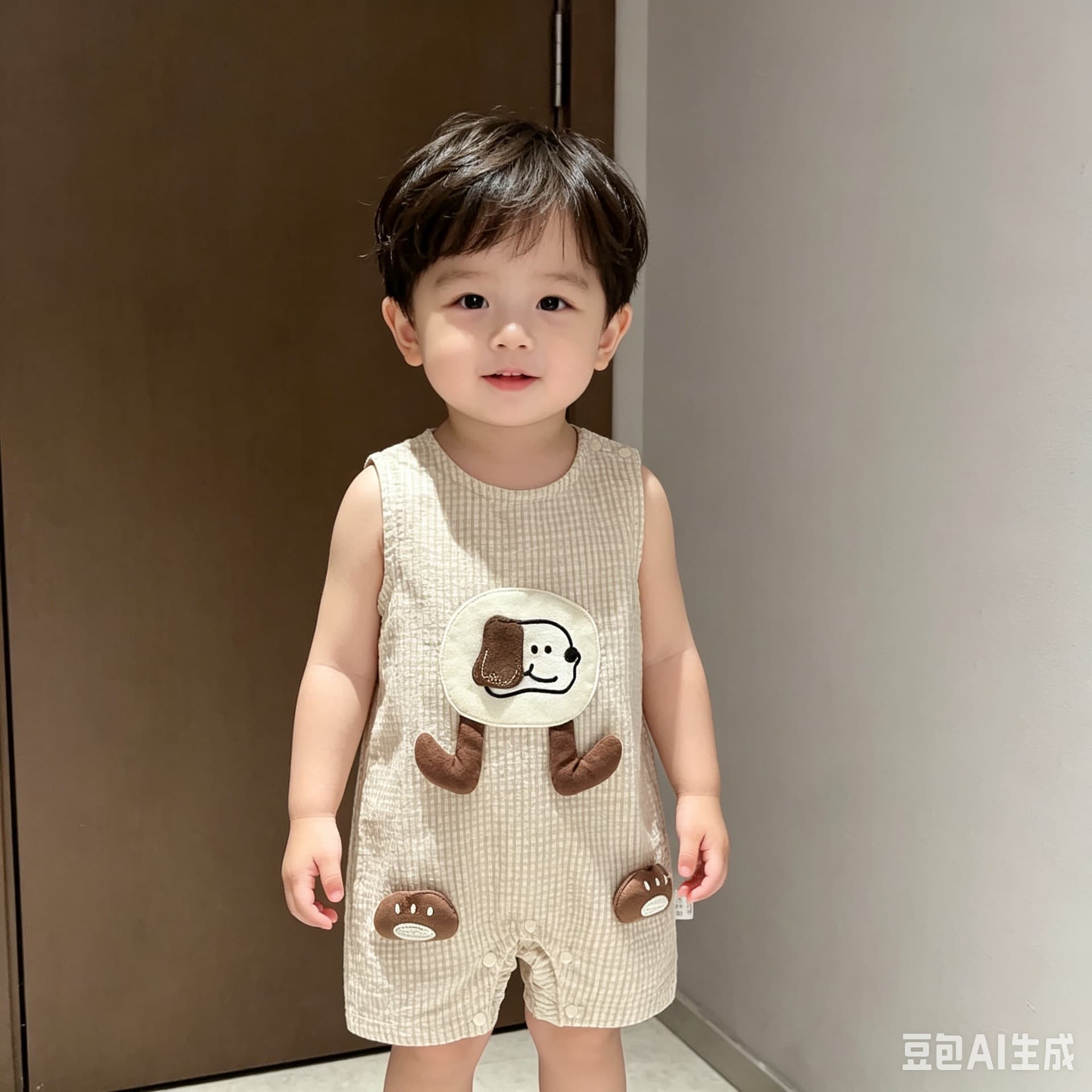 Vitality, light and lively style, summer thin sleeveless jumpsuit for men and women, cute cartoon crawling clothes, short crawling clothes