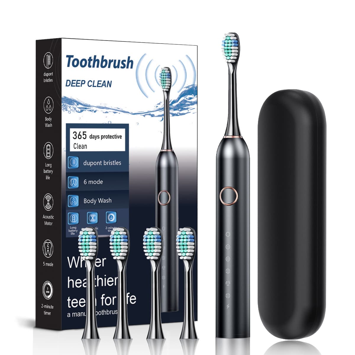 Cross-border New Electric Toothbrush Adult Home 6-Speed Soft Bristle Smart Sonic Toothbrush