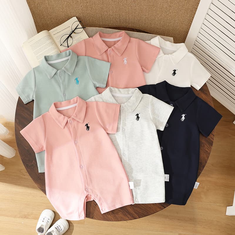 Baby Bodysuit Summer Thin Newborn Clothes Summer Polo Shirt Infant Jumpsuit 100 Days Outfit
