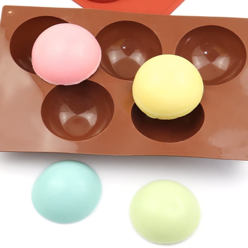 Happy 5-Half-Round Silicone Yogurt Cake Mold Half-Round Ball Chocolate Mold Soap Mold Baking Tool