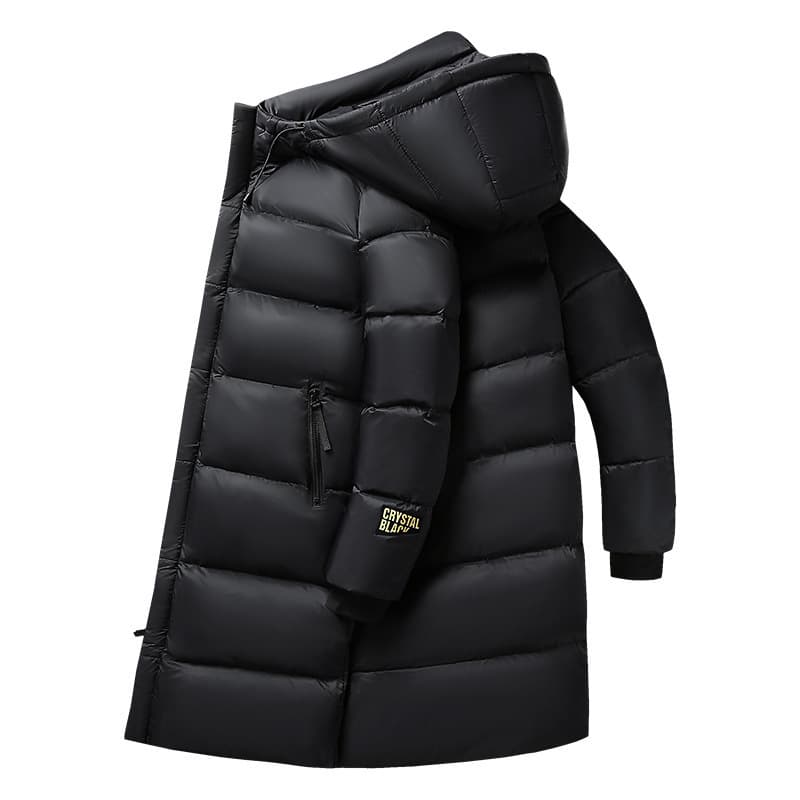 2024 winter black gold down jacket for men and women, long trendy brand reversible national standard white duck down hooded jacket