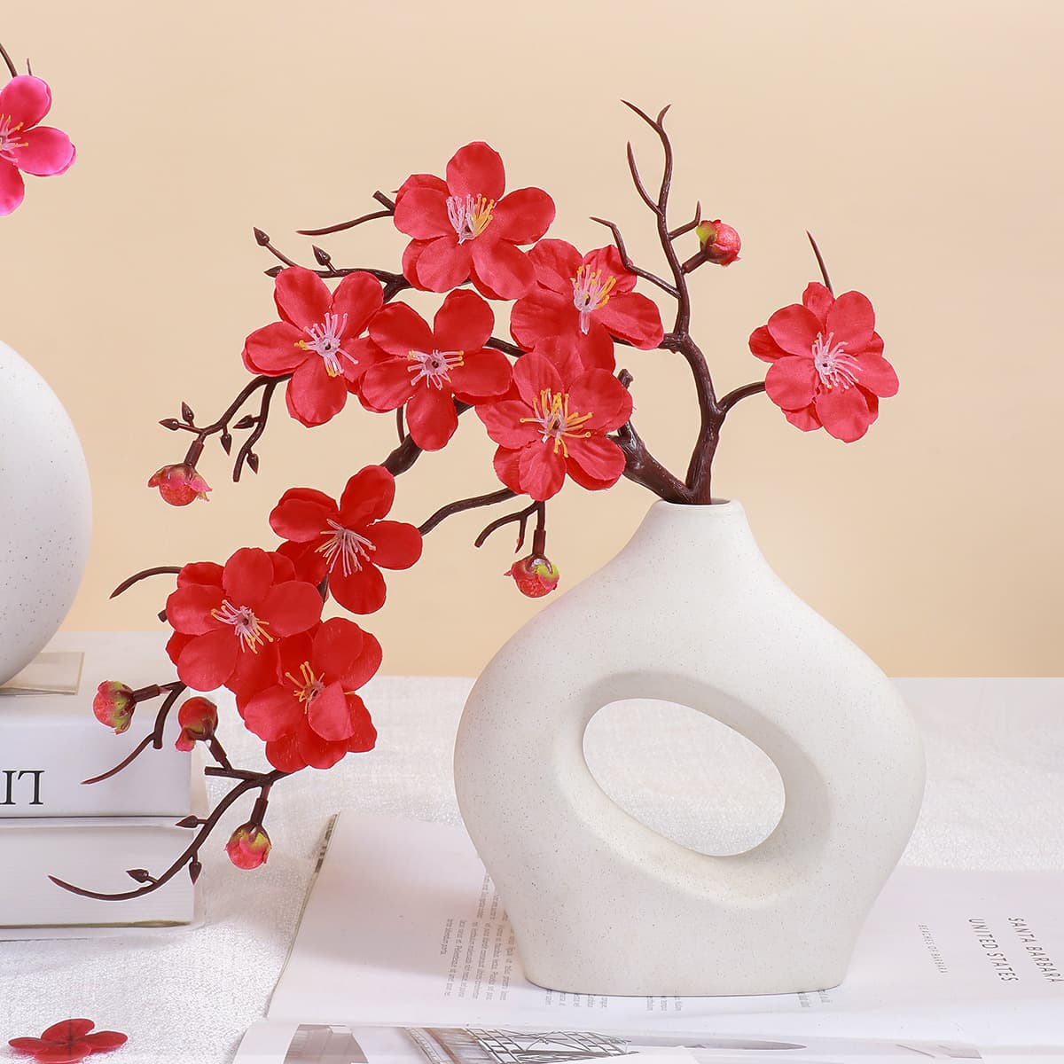 Hot-selling Artificial Plum Blossom Fake Flower New Style Bonsai Plum Small Branch Plum Silk Flower Photography Prop Decorative Flower