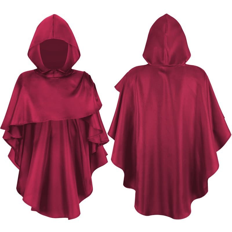European and American Halloween Cape Coffee Long Hooded Medieval Cloak Drop Shipping Gothic Knight Cape