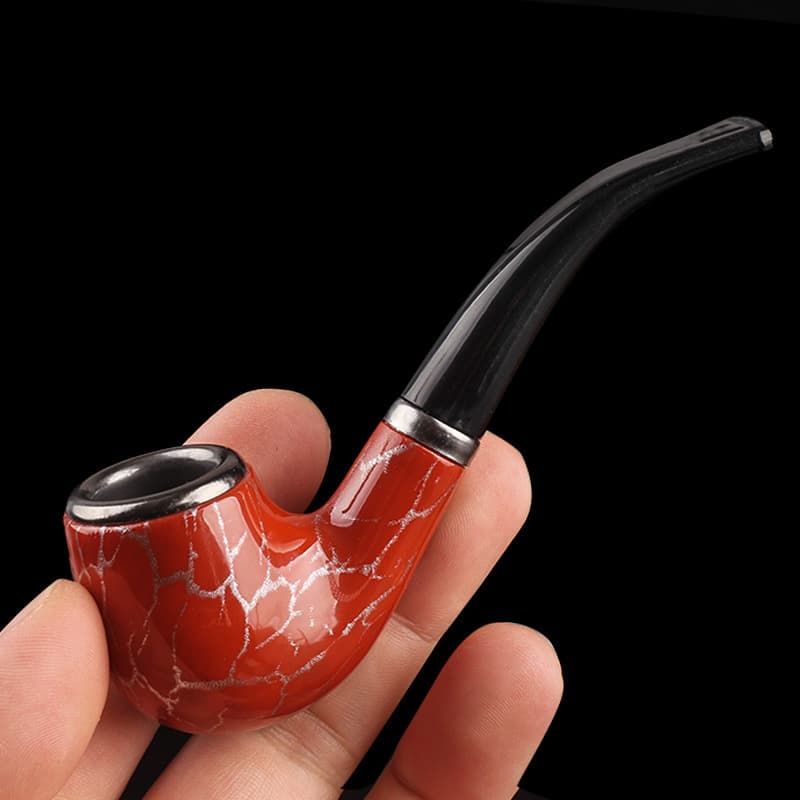 Cross-Border Hot-Selling Resin Pipe Filter Metal Pot Pipe Marble Pattern Entry-Level Boss Pipe Tobacco Pipe Dry Tobacco Bag