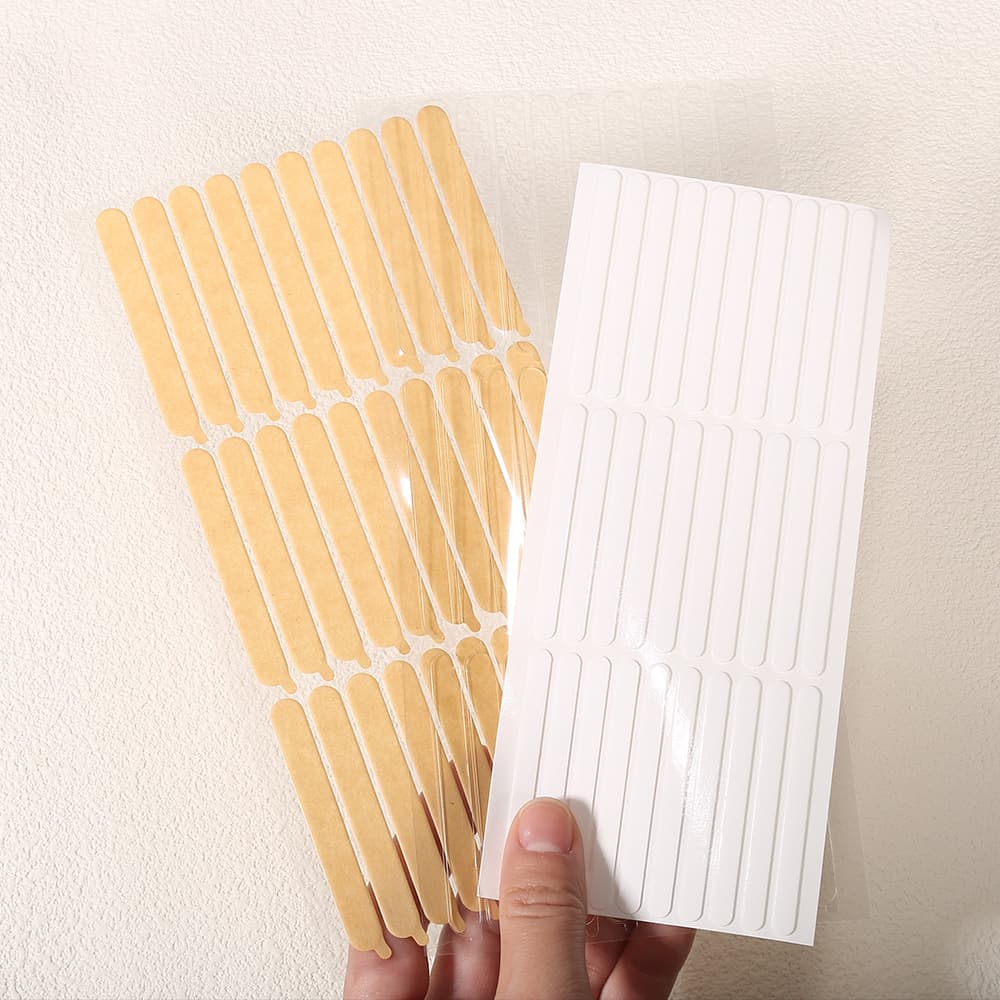 Nail Art Adhesive Strips with Handle, White Transparent High-Tack Residue-Free Nano Double-Sided Tape, Press-On Nail Display Stand Double-Sided Adhesive Stickers