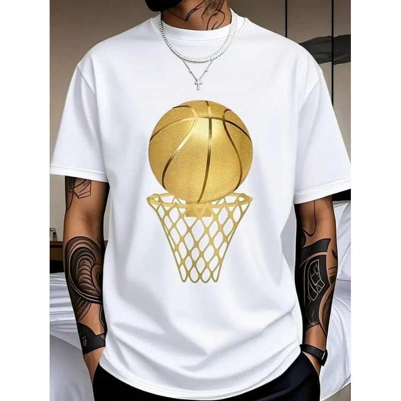 Cross-border Pure Cotton T-Shirt Manfinity Dauomo Men's Standard Size Basketball P