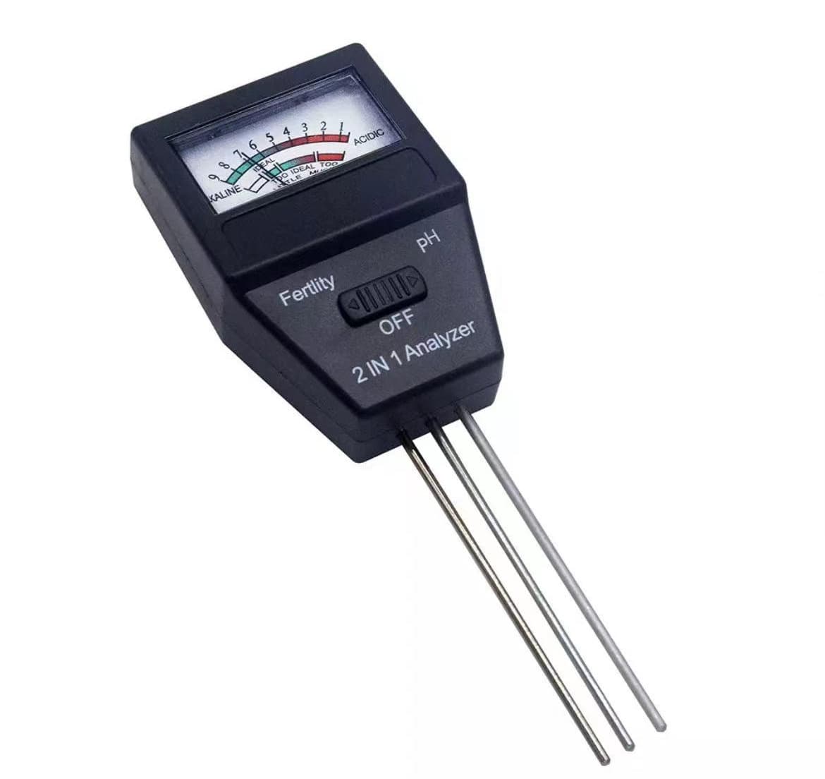2-in-1 Soil Fertility Meter Tester pH Acidity and Alkalinity Detector Fertility Meter Nitrogen Phosphorus Potassium Nutrients Salinity and Alkalinity