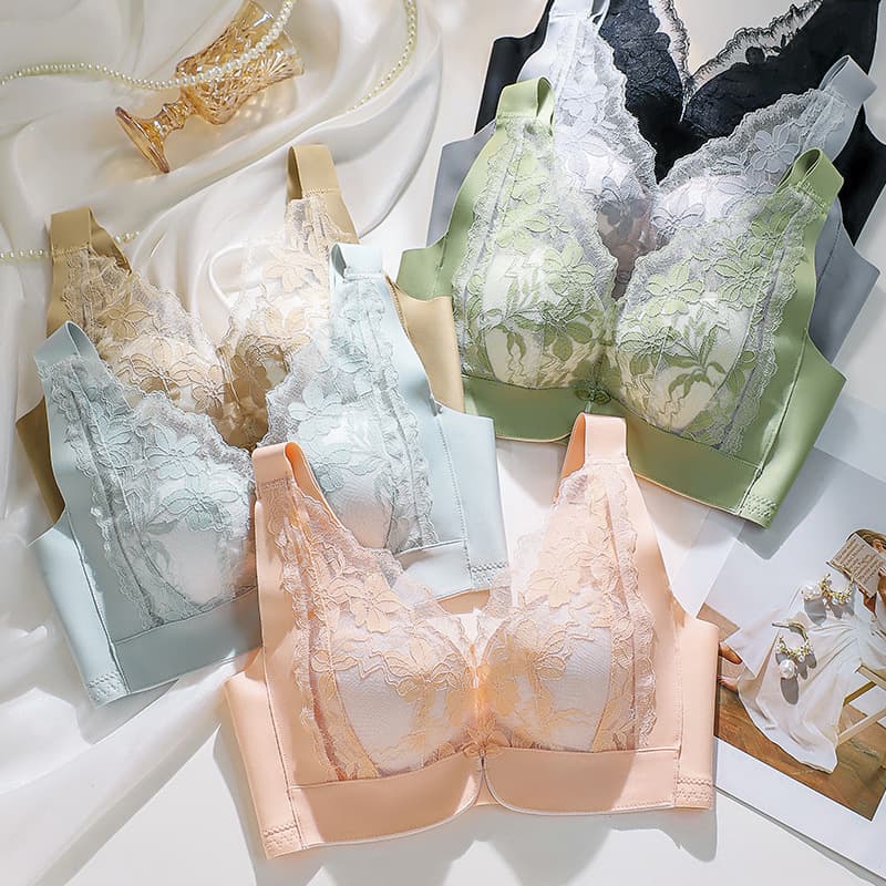 9109# Sidebone-Free, Zero-Feel Cup! Wireless Push-Up Bra with Side Boob Control, Soft and Breathable Medium-Thick Underwear