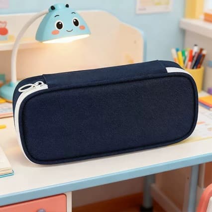 Simple pencil case, double-layered, large-capacity, logo-printable stationery box, primary school students’ high-looking pencil case, cross-border stationery bag