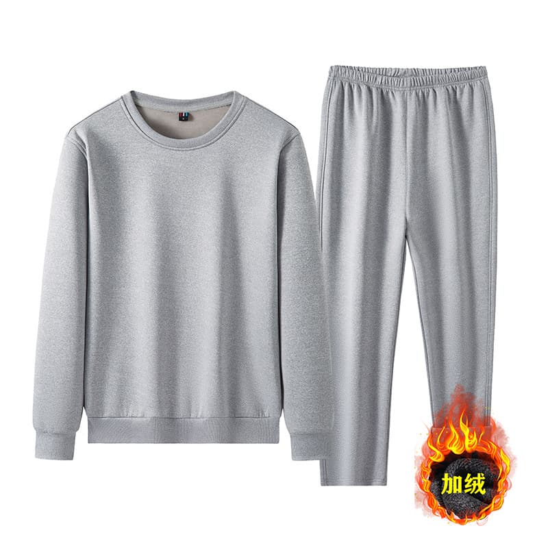 Fei Sai Lang New Style Clothing Winter Fleece-Lined Thickened Set Casual Sportswear Round Neck No Metal No Pockets No Drawstrings