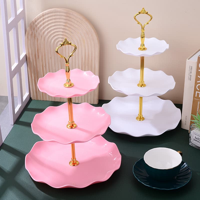 Plastic Three-Layer Dessert Tray European Style Wedding Party Candy Tray Multi-Layer Fruit Plate Cake Stand Tea Tray Sweet Treats Rack