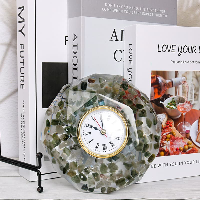 Caifu Silicone DIY Polygonal Faceted Clock Resin Mold, Crystal Resin Silicone Mold, Ins Cross-border