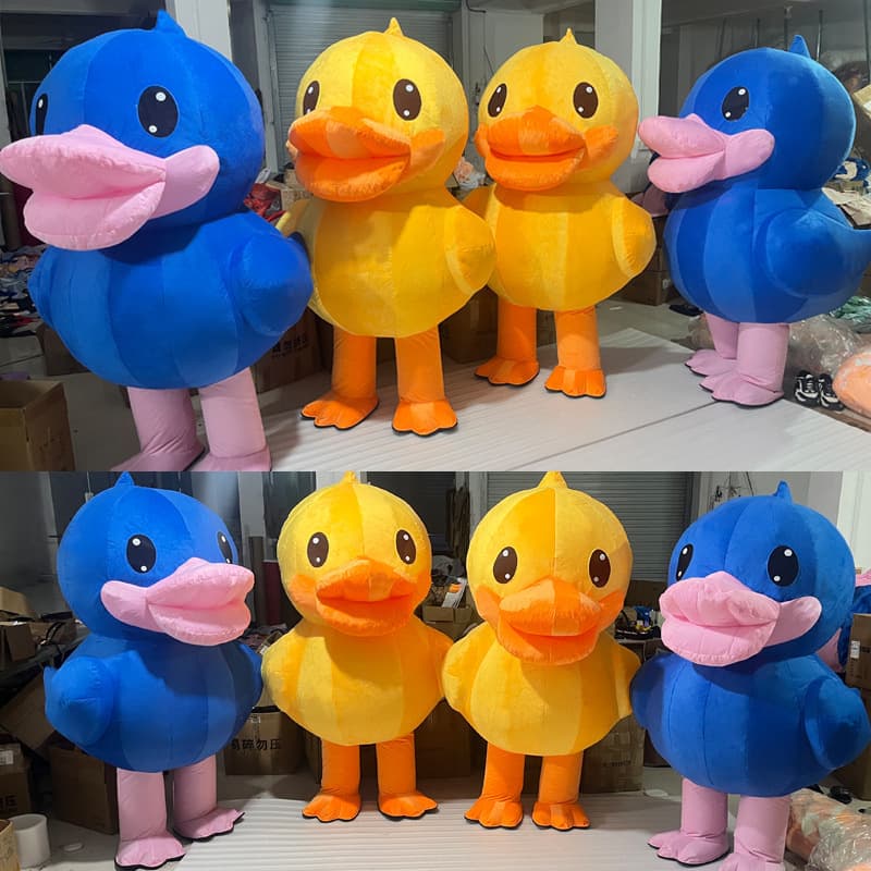 Inflatable Yellow Duck Costume Duck Plush Suit Inflatable Duck Mascot Costume Adult Walking Outfit