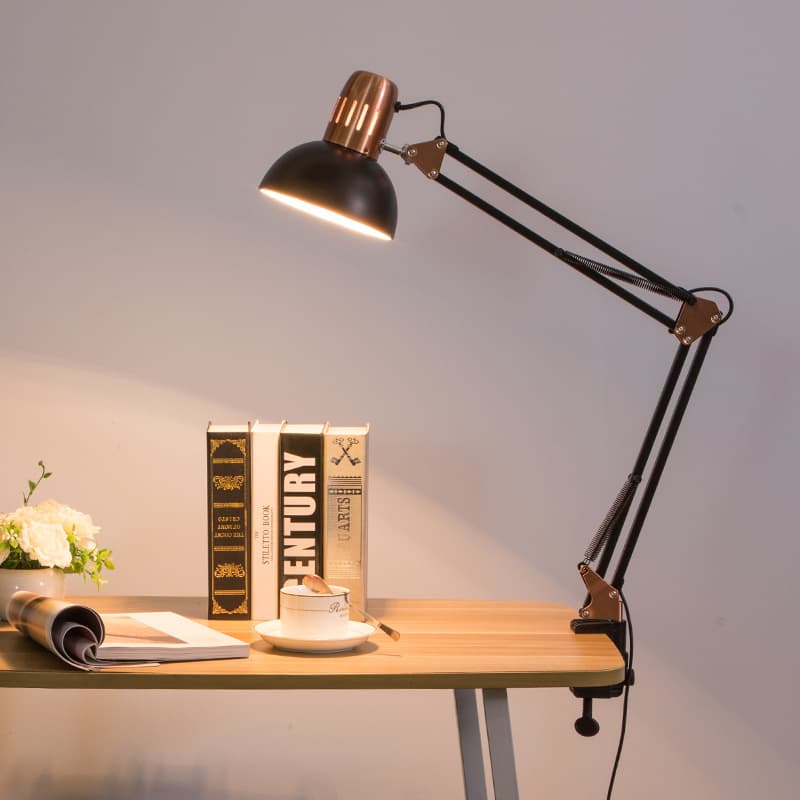 Cross-border LED American-style Plated Metal Long Arm Nail Art and Embroidery Illumination Clip-on Office Eye Protection Children's Reading Desk Lamp