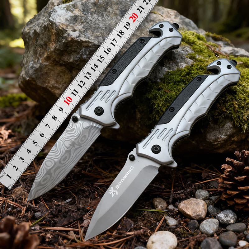 Cross-border Folding Knife All-Steel Handle Camping Survival Portable Pocket Fruit Knife Outdoor Multi-function Small Knife