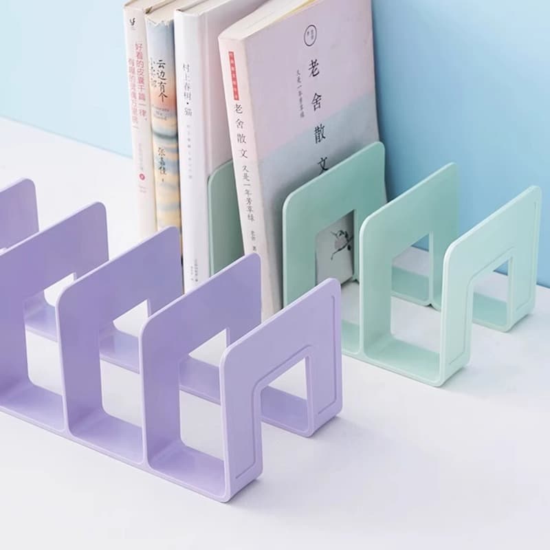 Bookshelf, desktop book organizer, divider, transparent acrylic bookends and clips